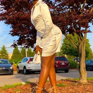 FASHION NOVA WHITE SILK DRESS! ❤️‍🔥 SIZE LARGE